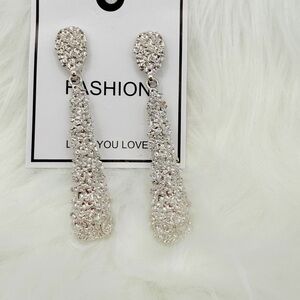 Silver Textured Drop Earrings -